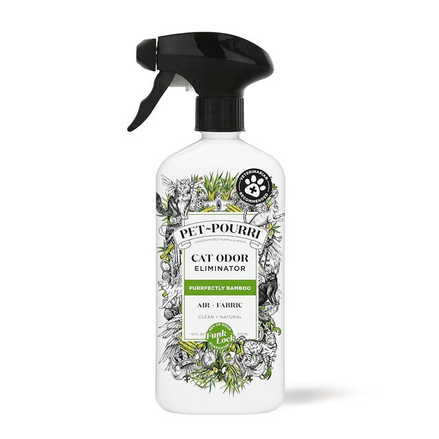 Pet-Pourri Pet Odor Air + Fabric Odor Eliminator Spray, Purrfectly Bamboo, 16 Fl Oz