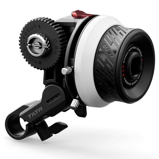 Tilta Pocket Follow Focus | Precise Focus Ring with A/B Stops | Fluid Damping System | 15mm Rod & Rod Holder | Works with Most Cameras & Lenses | Lightweight, Comfortable, and Compact Design (FF-T07)
