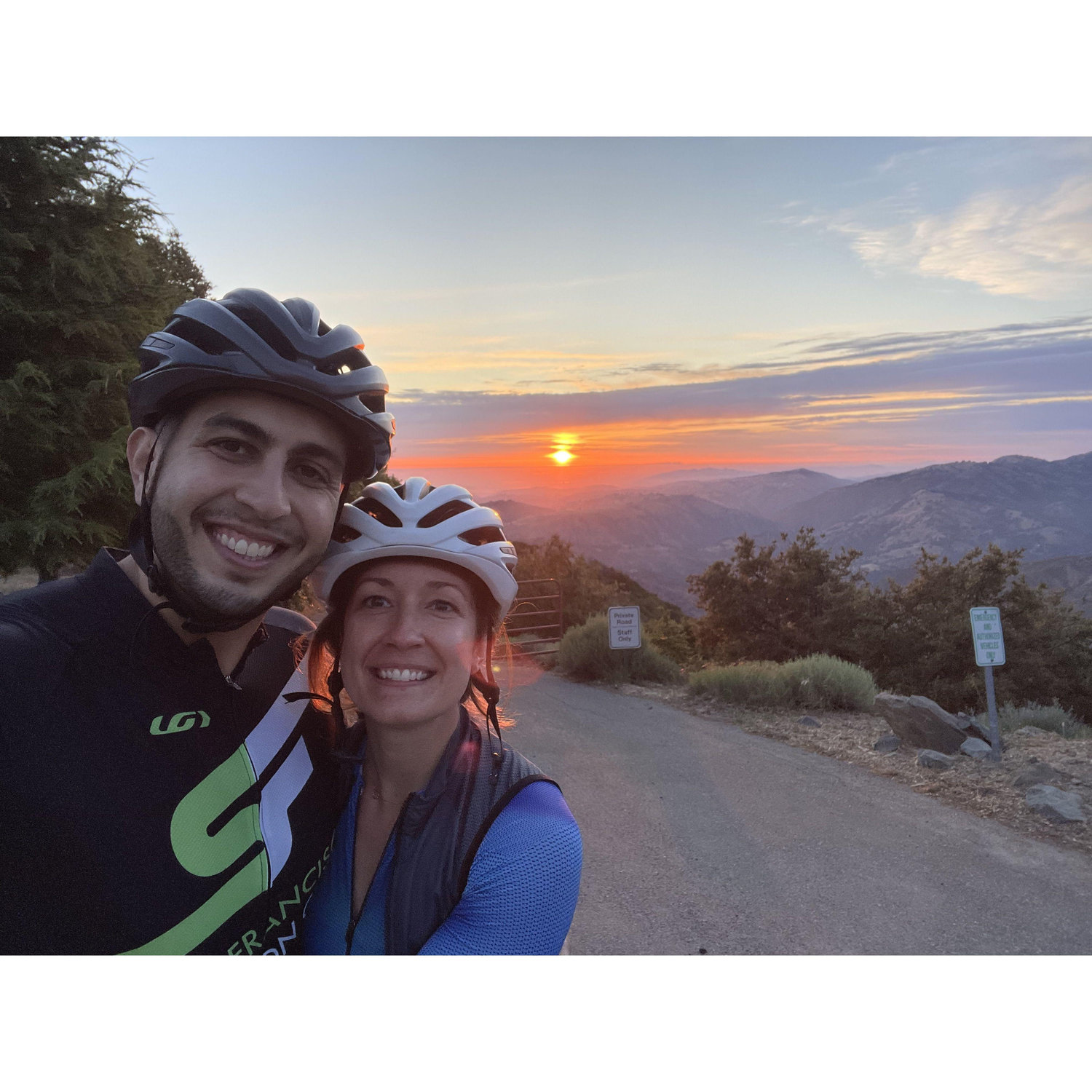 Omar just finished the triple mountain challenge and Debbie joined for the last of the ~6k ft elevation mountain climbs in the bay area.