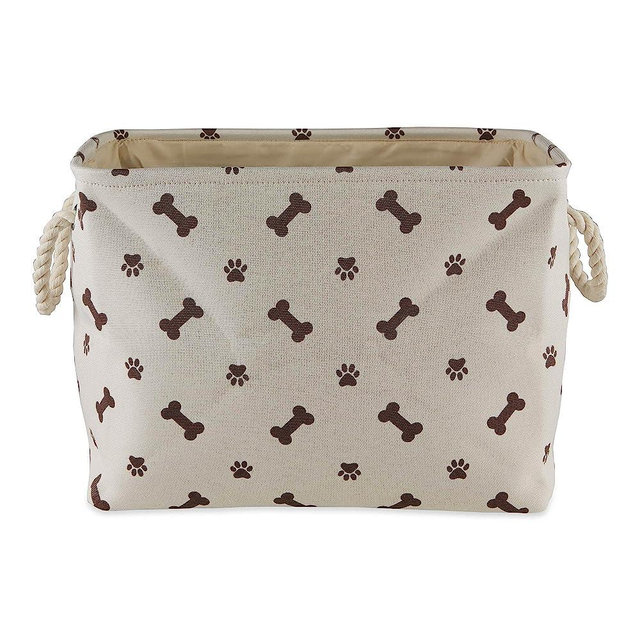 Bone Dry Pet Storage Collection Paw and Bone Print, Medium Rectangle, 16x10x12, Dark Brown
