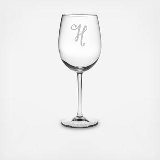 Calligraphy Monogram Wine Glass, Set of 4