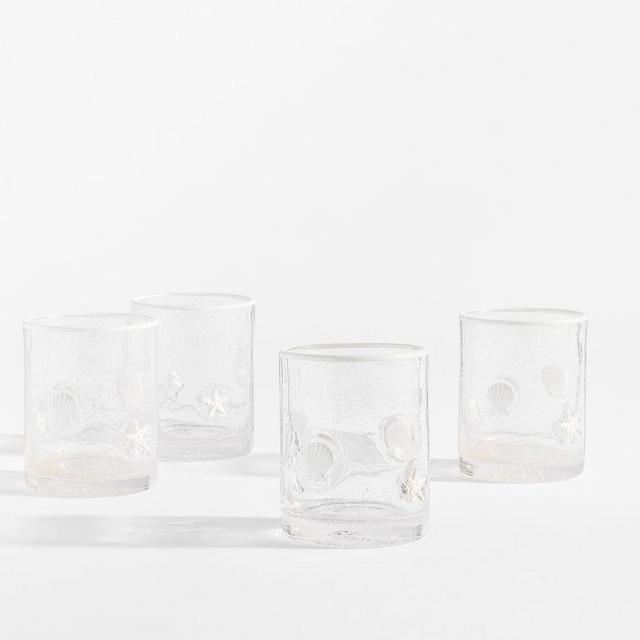 Shell Icon Drinking Glasss, Set of 4 - White
