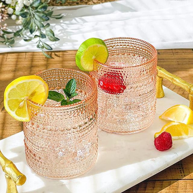 Kate Aspen Rose Gold Hobnail Beaded Drinking Glasses Set of 6-10 oz Vintage Glassware Set Cocktail Glass Set, Juice Glass, Water Cups | Makes A Great Hostess Gift or Gift for New Home Owners