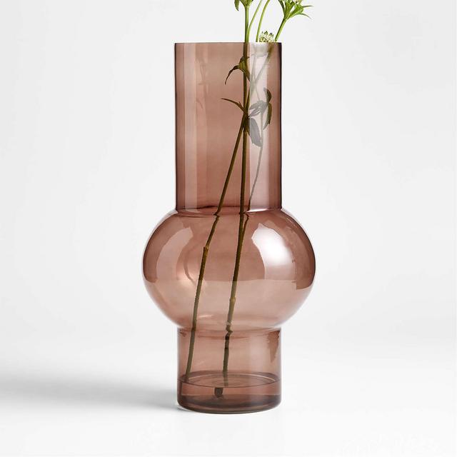 Smoke Brown Glass Squat Vase 17.3"