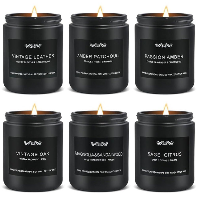 6 Pack Candles for Home Scented Aromatherapy Candles Gifts Set for Men, Men Candle Set, 37.8 oz 300 Hour Long Lasting Candles, Gifts for Men, Birthday, Valentine, Father's Day, Anniversary Present