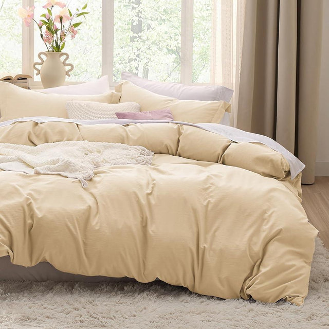 Bedsure Alabaster Gleam Duvet Cover Queen Size - 3 Pieces Prewashed Cotton-Like Polyester Extra Soft Bedding Set, Includes 1 Duvet Cover 90x90 Inches with Zipper Closure & 2 Pillow Shams, No Comforter