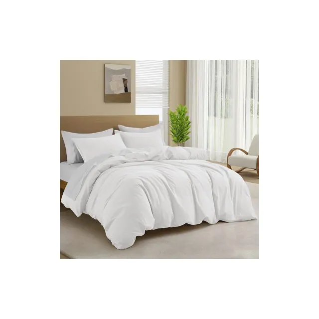Peace Nest All Season 100% Cotton Soft and Breathable Duvet Cover Set, White, King