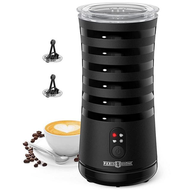 Milk Frother, Paris Rhône 4-in-1 Electric Coffee Frother, Non-Slip Stylish Design, Hot & Cold Milk Steamer with Temperature Control, Auto Shut-Off for Latte, Cappuccino, Macchiato