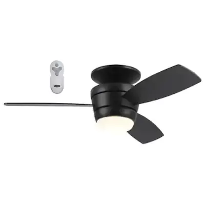 Harbor Breeze Mazon 44-in Matte Black LED Ceiling Fan with Remote (3-Blade)