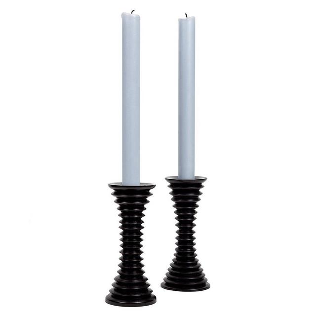 Ribbed Ebony Candlesticks (Pair)