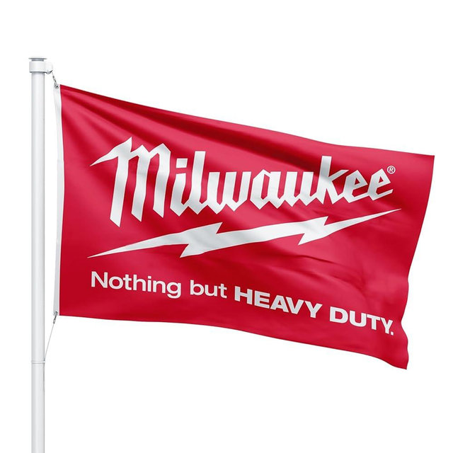 for Milwaukee Tools Flag Banner - Nothing But Heavy Duty Power Tools Equipment Hardware - 3X5 Feet - Great for College Dorm, Man Cave, Garage - Brass Grommets Included