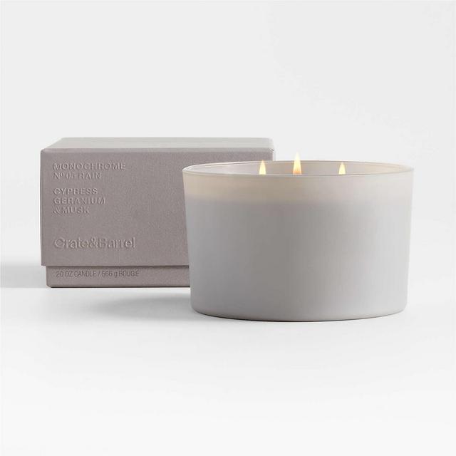 Monochrome No. 5 Grey Rain 3-Wick Scented Candle - Cypress, Geranium and Musk