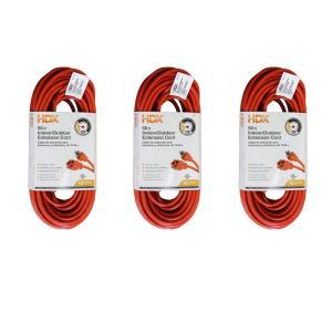 50 ft. 16/3 Light-Duty Indoor/Outdoor Extension Cord (3-Pack)