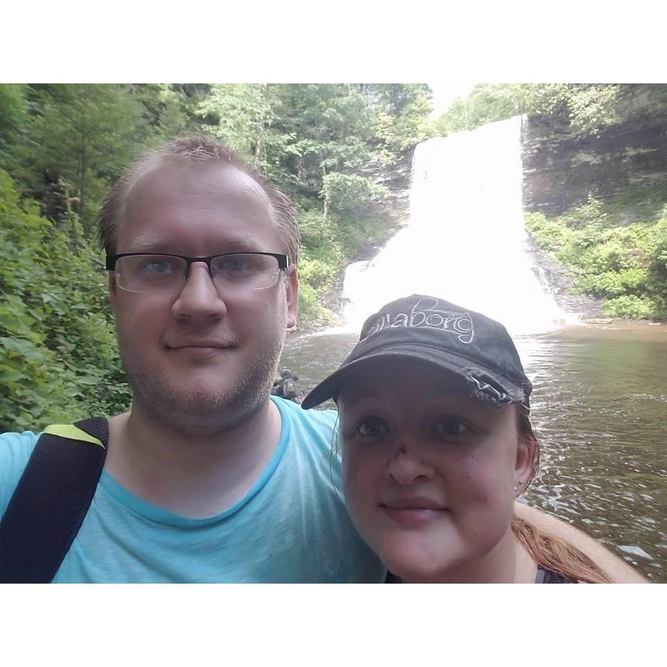Right before he popped the question at the cascades in Blacksburg, VA