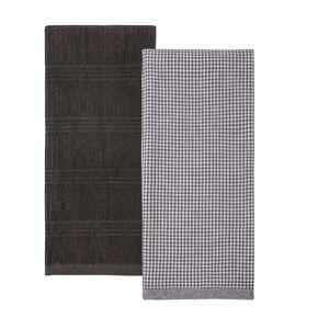 Mingle & Co. 2-Pack Super Kitchen Towels - Grey Mini Check