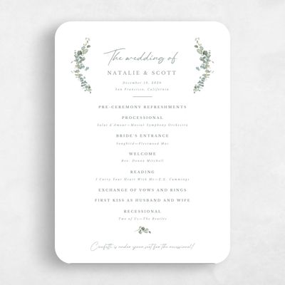 White Rounded Wedding Program - Verde