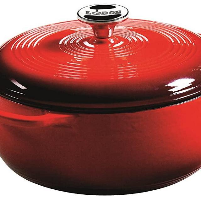 Lodge EC4D43 Enameled Cast Iron Dutch Oven, 4.6-Quart, Island Spice Red