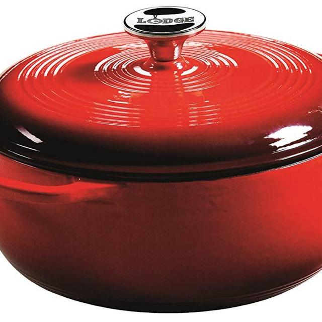 Lodge 7.5 Quart Enameled Cast Iron Dutch Oven. XL Red Enamel Dutch Oven  Island Spice Red - EC7D43