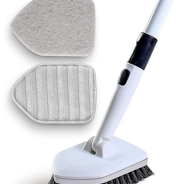 Moku Home Shower Scrubber 3 in 1 Extendable Long Handle 58" Cleaning Brush - Non Scratch Shower Brush for Cleaning Bathroom Kitchen Toilet Wall Tub Tile Sink (Gray)