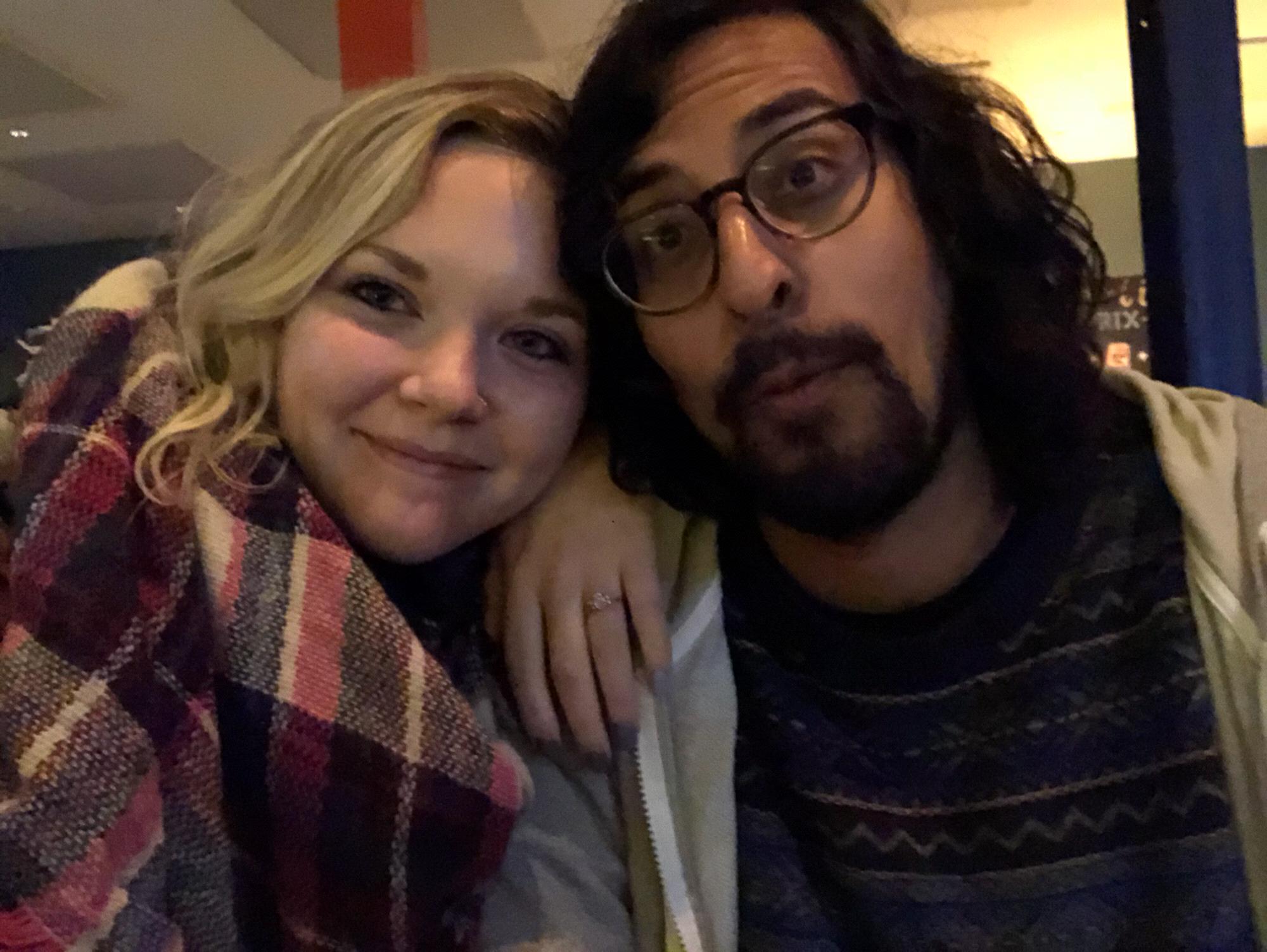 Our first selfie at a San Francisco pizza joint after getting engaged. Can you say 'free drinks?'