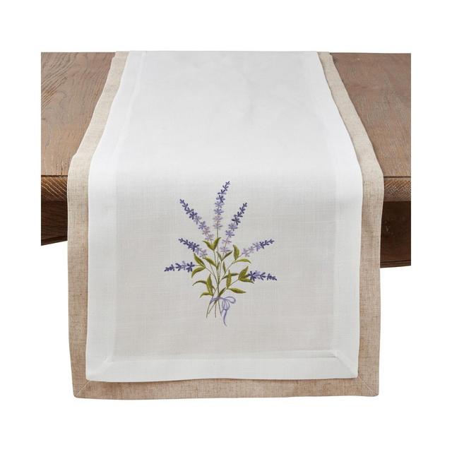 Saro Lifestyle Double Layer Table Runner with Lavender Design