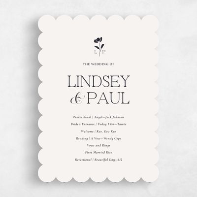 Beige Scalloped Wedding Program - Kendall