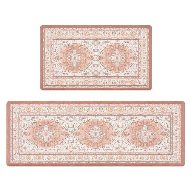 FRESHMINT Anti Fatigue Kitchen Mats Set 2 PCS, Waterproof & Non-Skid Medallion Kitchen Rugs, Cushioned Kitchen Floor Mats for Standing Washable Comfort Kitchen Runners for Lanudry, Office, Sink