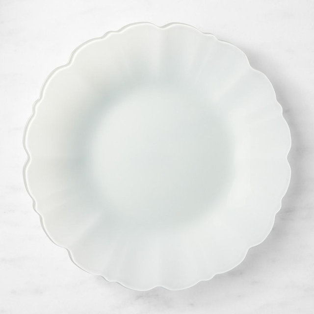Scalloped Glass Charger, White