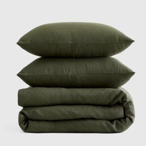European Linen Duvet Cover Set in Pine, King Size