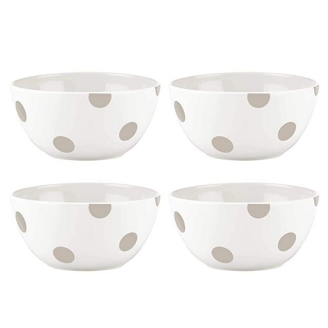 Kate Spade New York Deco Dot Beige All Purpose Bowls, Set of 4
