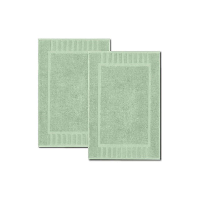 White Classic Luxury 100% Cotton Bath Mats Set of 2 - 22x34" Green