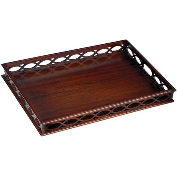 Scully & Scully Openwork Mahogany Tray, Rectangular
