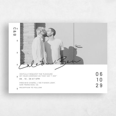 White Wedding Invitation - Garret Landscape