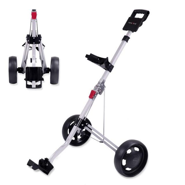 How True 2 Wheel Foldable Golf Push Cart Collapsible Golf Trolley Push Pull Golf Cart(59" x 28" x 40") Golf Hand Cart 2 Wheel Kids Golf cart Golf Bag cart Men’s Golf Gifts