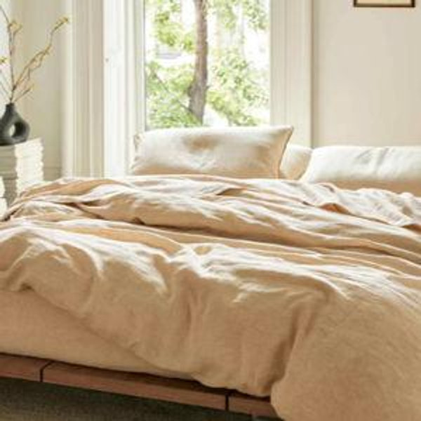 Washed Linen Duvet Set | Khaki Chambray
