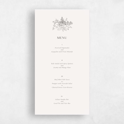 Dark Charcoal, Beige Wedding Menu - Kerenza