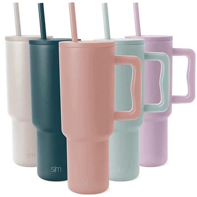 Simple Modern 40 oz Tumbler with Handle and Straw Lid | Insulated Cup Reusable Stainless Steel Water Bottle Travel Mug Cupholder Friendly | Gifts for Women Men Him Her | Trek Collection | Mauve Me
