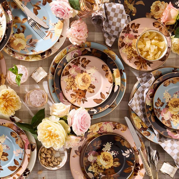 MacKenzie-Childs, Wild Rose Mauve Stainless Steel Salad Plate | Zola