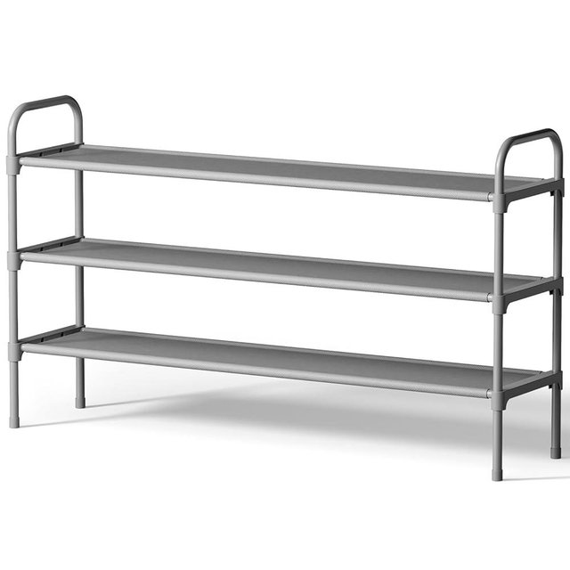 Kitsure Extra-Long Shoe Rack for Closet, Shoe Organizer for Front Door Entrance, Stackable Shoe Shelf, Detachable Closet Organizers and Storage, 39.0" Wide - 3 Tier, Grey