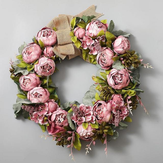 Wreaths for Front Door 24 inch Fall Wreaths Door Wreaths for Front Door with Peony Grapevine Base in Spring Summer Autumn Winter Wreaths for Indoor Outdoor