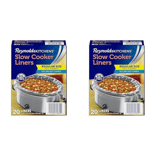 Reynolds Kitchens Slow Cooker Liners, Regular (Fits 3-8 Quarts), 20 Count (Pack of 2)