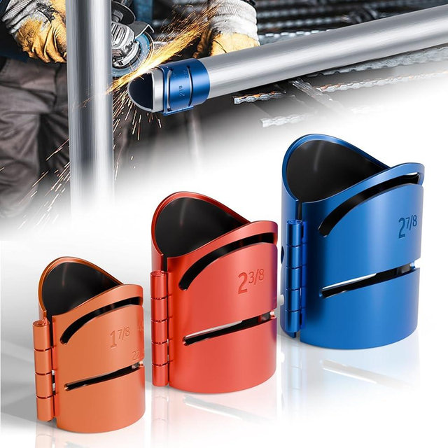ZhouDaShu Pro Pipe Cutting Guide Kit, Metal Pipes Saddle Template for Angle Cuts, Magnetic Pipe Coping/Notching Tool Includes Sizes:1-7/8", 2-3/8", 2-7/8", Precision Cuts at 22.5°, 45°, 90°-3 PCS