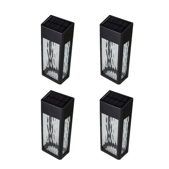 Lancaster 4 Lights Black Cast Aluminum Solar Integrated LED Outdoor Wall Mount Sconce 2700K (4-Pack)