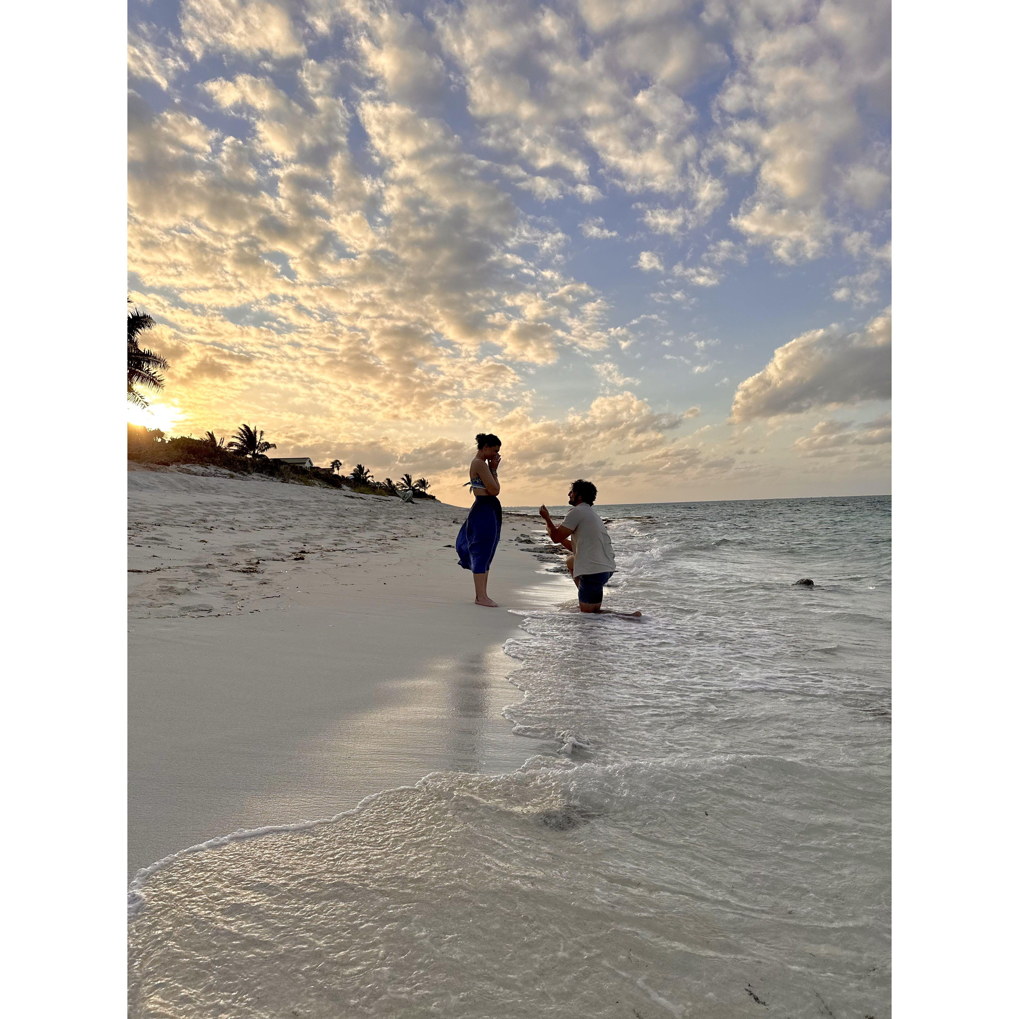 The moment that Daniel proposed in Turks and Caicos.