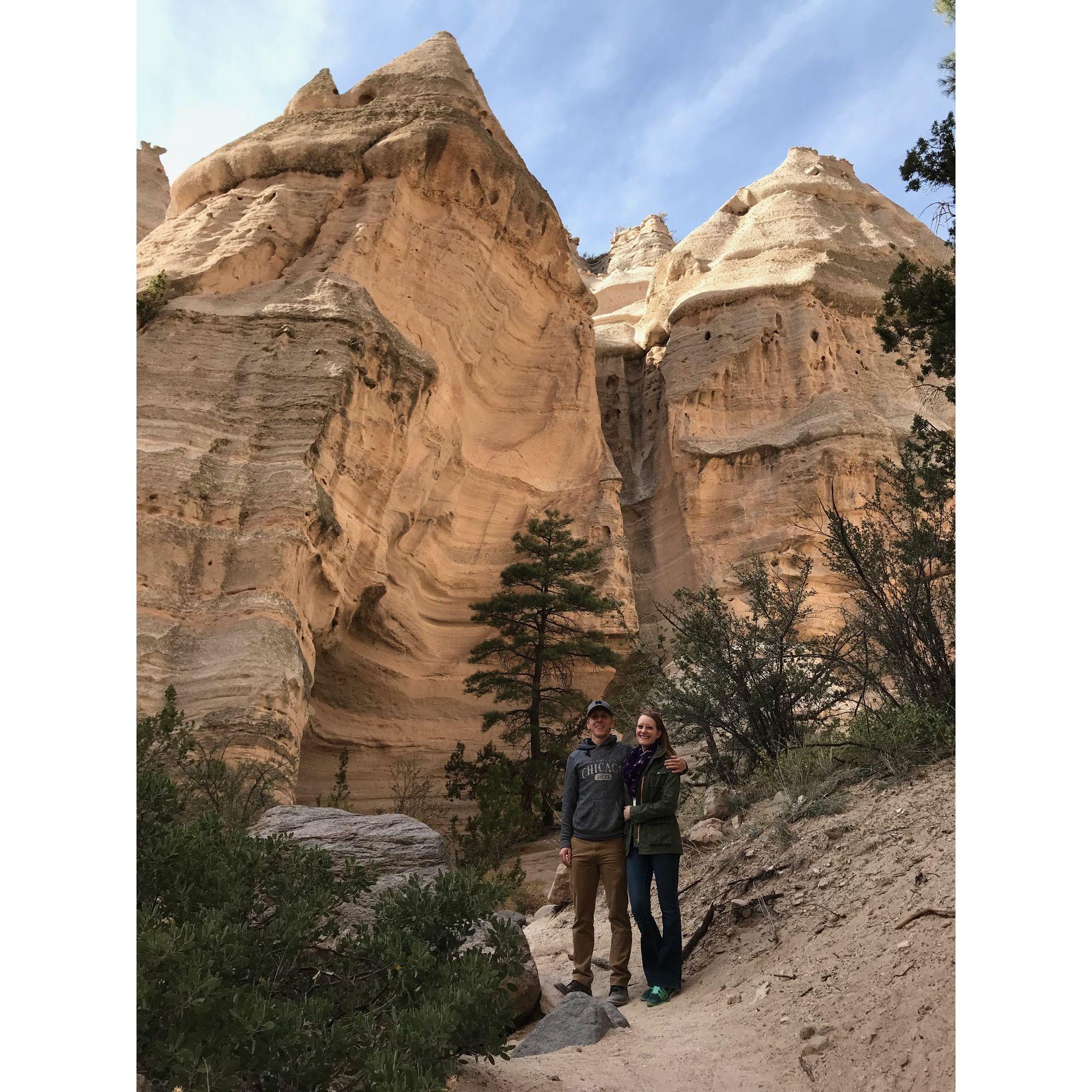 We have had many adventures and this is just outside Albuquerque at Tent Rocks National Monument.