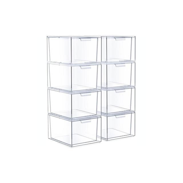 Sorbus 8 pack Stackable Acrylic Drawers - Versatile, Space-Saving Storage Solution for Home, Kitchen, and Bathroom