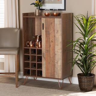 Mathis Rustic Metal Wine Storage Cabinet