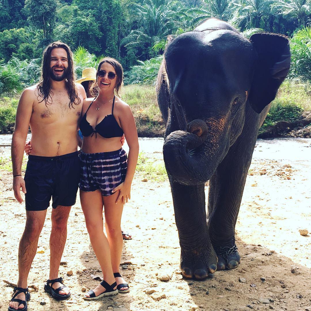 Our first time playing with elephants in the Thailand jungle