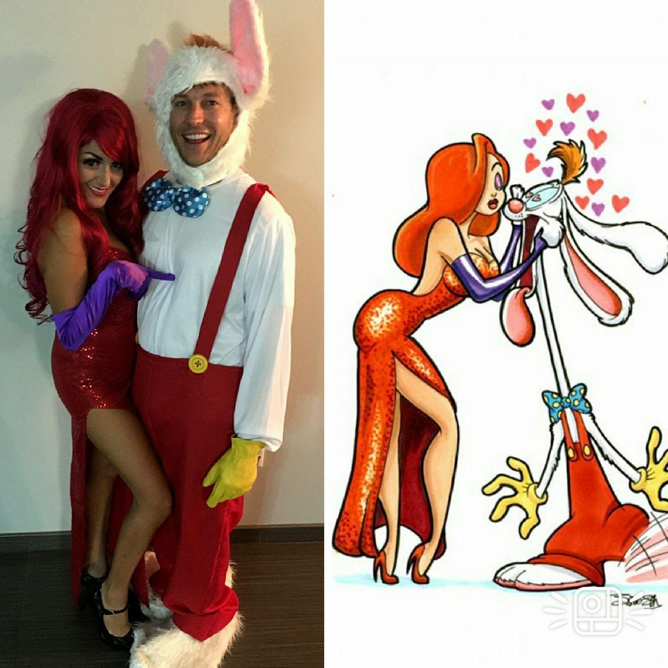 Here's a good Halloween picture from 2017. Jess and I stayed close together all night so onlookers knew I was more than just a deranged Easter bunny.