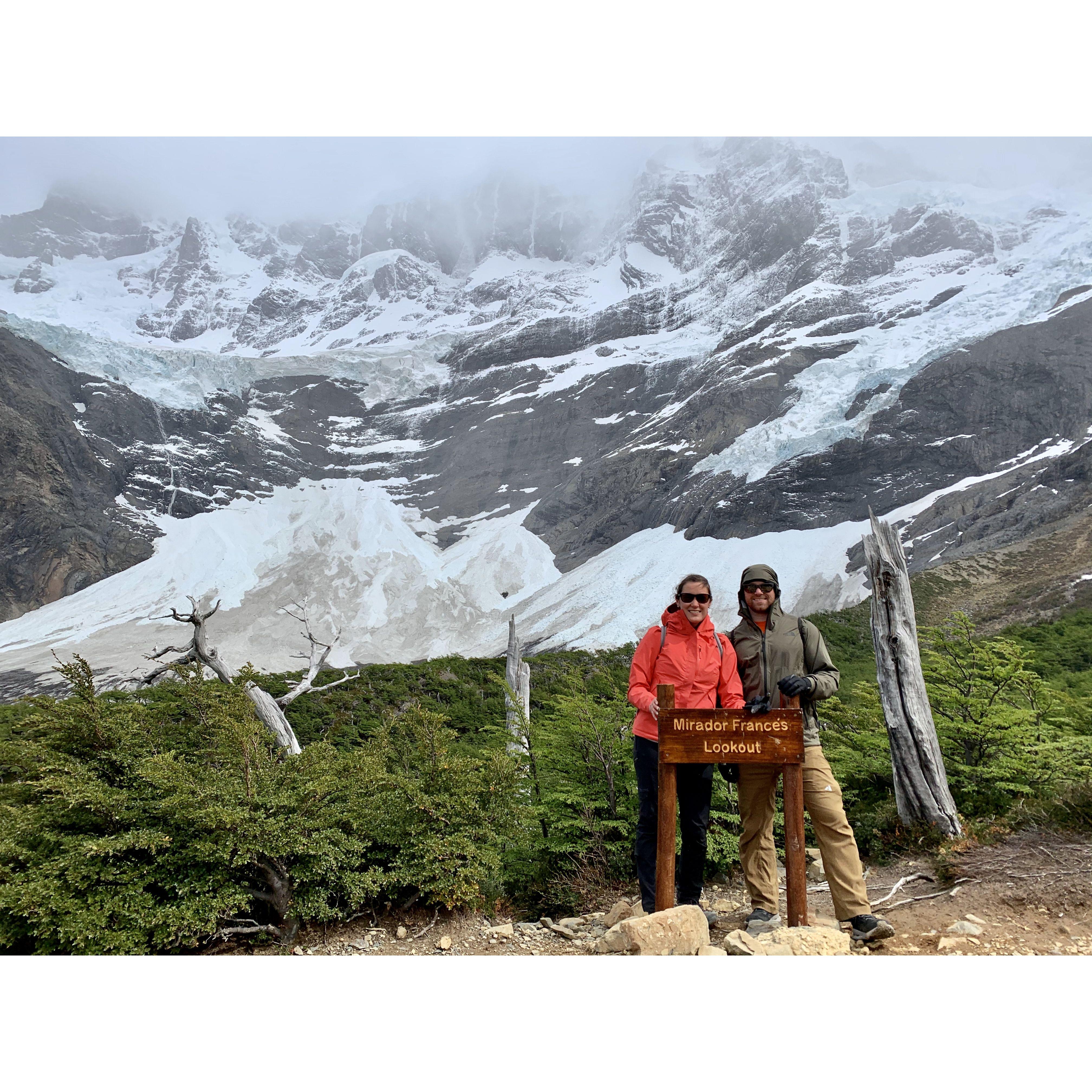 Torres del Paine park with the glacier behind us